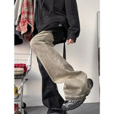 Threebooy Y2K Fashion Coating waxing Patchwork Old Baggy Flare Jeans Pants Men 90s Clothes Vintage Long Trousers Pantalones Hombre